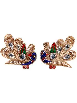 Pair of Small Zardozi Peacock Patches