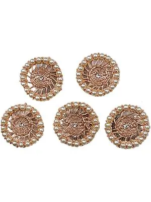 Small Zardozi Circular Patch with Faux Pearls