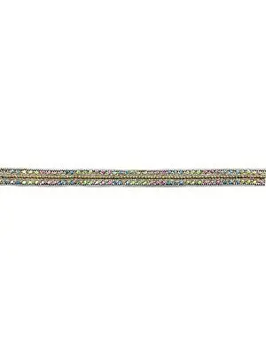 Zari-Embroidered Golden Lace Border with Multicolor Sequins and Beads