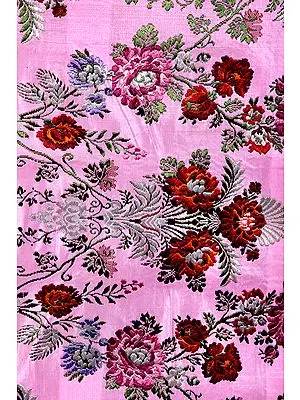 Handloom Brocade Fabric from Banaras with Woven Flowers