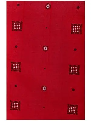 Jester-Red Handloom Fabric from Karnataka with Hand- Woven Bootis All-Over