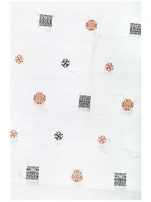 Bright-White Hand-Woven Fabric from Karnataka with Bootifs