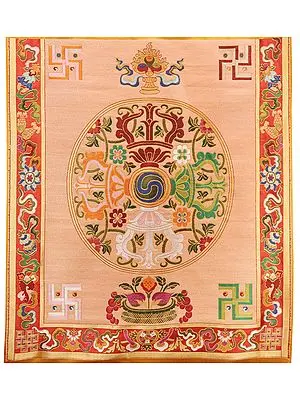 Symphonic Sunset Brocade Patch with Tibetan Vishwavajra Motifs