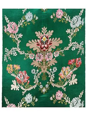 Tibetan-Rhubarb Handloom Floral Brocade Fabric from the House of Kasim