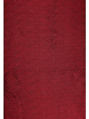 Red Dahlia Handloom Fabric from Banaras with Woven Swastikas