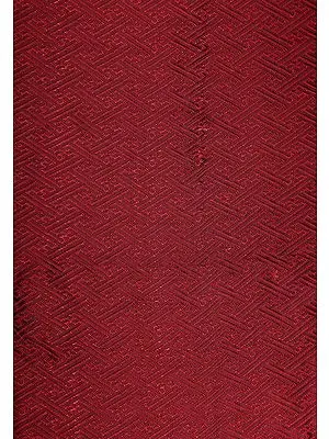 Red Dahlia Handloom Fabric from Banaras with Woven Swastikas