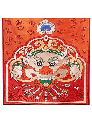 Karanda-Red Tibetan Motif Handloom Patch from the House of Kasim