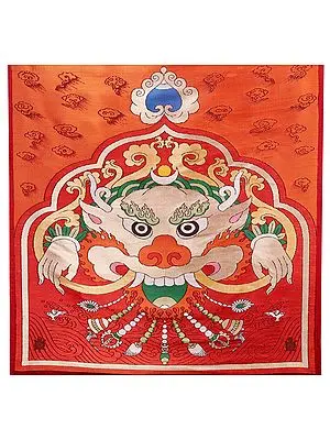 Karanda-Red Tibetan Motif Handloom Patch from the House of Kasim