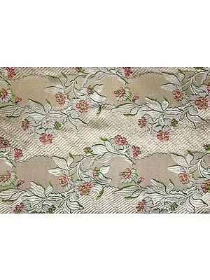 Antique-Gold Handloom Brocade with Woven Creepers