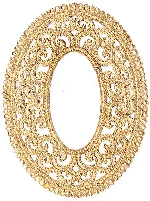 Golden Crystals Embellished Oval Patch with Cut-Work