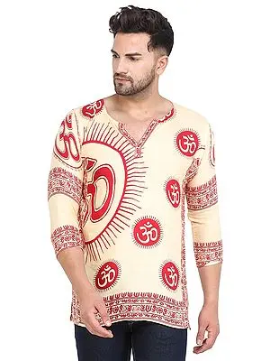 Alabaster-Gleam Om Kurta Top from Banaras