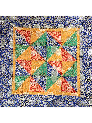 Multi-Color Patchwork Altar Cloth with Auspicious Tibetan Symbols
