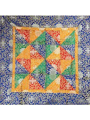 Multi-Color Patchwork Altar Cloth with Auspicious Tibetan Symbols