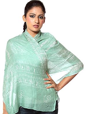 Green Om Namah Shivai Scarf