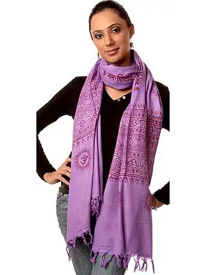 Purple Om Namah Shivai Prayer Shawl