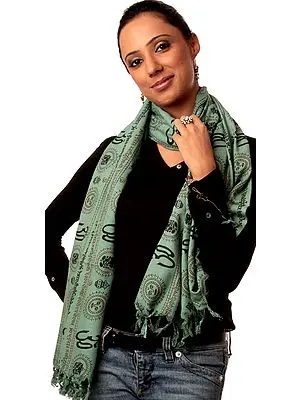 Green Gayatri Mantra Prayer Shawl