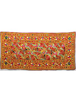 Yellow Hand-Embroidered Wall Hanging from Kutch