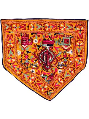 Mustard Embroidered Toran for the Doorstep with Mirrors