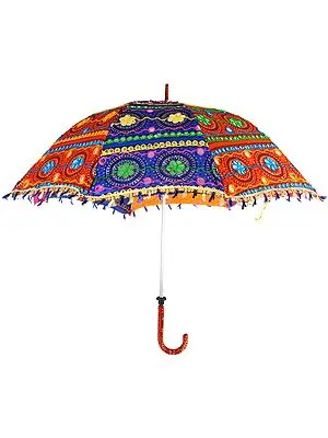 Multi-Color Parasol from Kutch with Mirrors and Threadwork