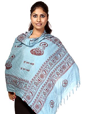 Sky-Blue Prayer Scarf of Gautam Buddha