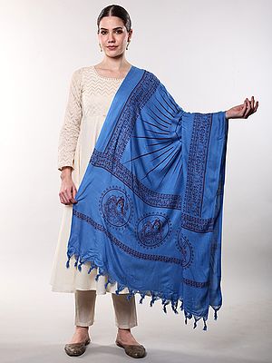 Hindu Prayer Shawl with Printed Dancing Shiva