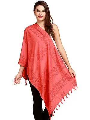 Porcelain-Rose Prayer Scarf of Goddess Lakshmi