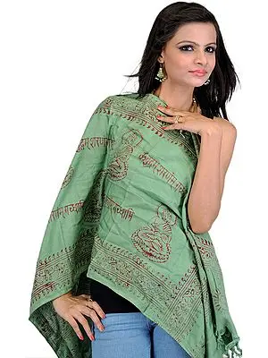 Aspen-Green Prayer Scarf of Gautam Buddha