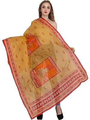 Radhey Radhey Prayer Shawl with Printed Little Krishna