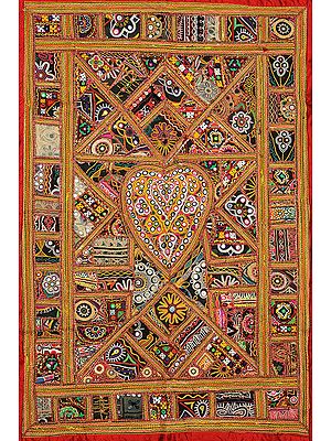 Antiquated Wall Hanging from Kutch with Rabari Embroidery and Mirrors