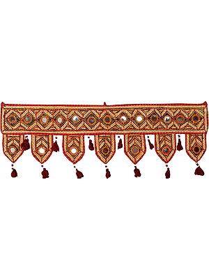 Rio-Red Toran for the Doorstep with Embroidered Large Mirrors