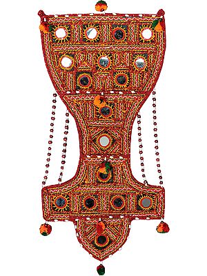 Auspicious Toran for the Doorstep with Embroidered Mirrors from Kutch