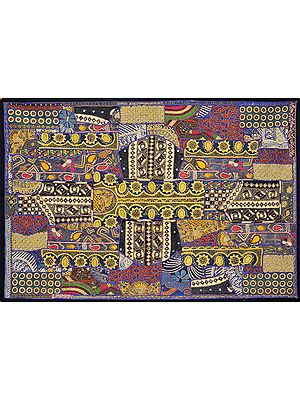Densely Embroidered Wall Hanging from Kutch with Beadwork and Mirrors