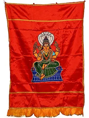 Red South Indian Goddess Karumariamman Auspicious Temple Curtain