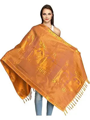 Om Namo Narayana Brocaded Shawl from Tamil Nadu