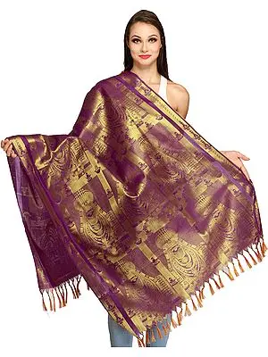 Lord Venkateshvara South Indian Brocaded Prayer Shawl