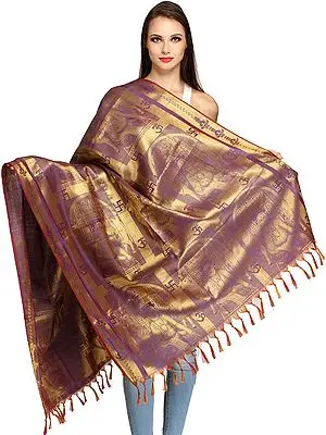 Raghavendra Maharaj Brocaded Prayer Shawl from Tamil Nadu