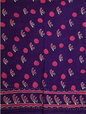 Royal-Purple Batik Dyed Curtain with Printed Bootis