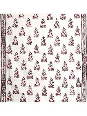 Bright-White Floral Printed Curtain