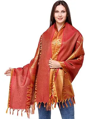 Brocaded Om Namo Venkatesaya Prayer Shawl from Tamil Nadu
