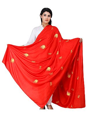 Radhe Prayer Shawl with Embroidered Peacock Feather