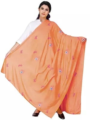 Radhe Prayer Shawl with Embroidered Peacock Feather
