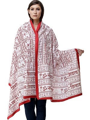 Om Namah Shivay Prayer Shawl with Printed Shiv-Ling and Holy Trident