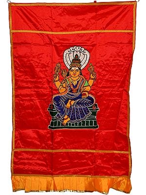 Red South Indian Goddess Karumariamman Auspicious Temple Curtain
