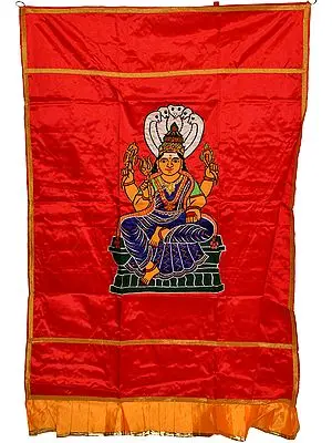 Red South Indian Goddess Karumariamman Auspicious Temple Curtain