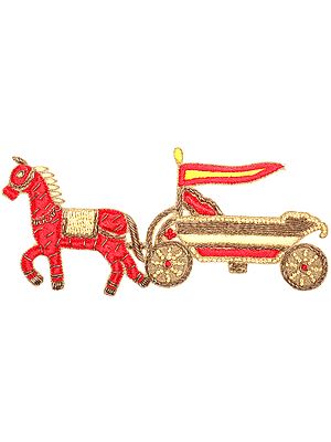 Zardosi Horse Cart Patch with Embellished Sequins