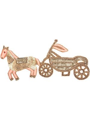 Zardosi Horse Cart Patch with Embellished Sequins