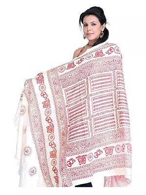 Hindu Prayer Shawl with Printed Sri Ram Jai Ram Jai Jai Ram Mantra