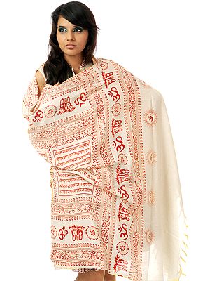 Hindu Prayer Shawl with Printed Sri Ram Jai Ram Jai Jai Ram Mantra