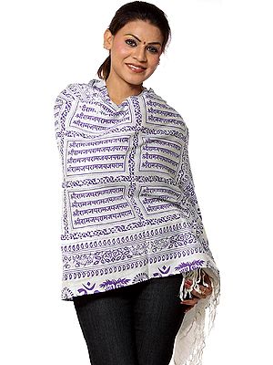 Hindu Prayer Shawl with Printed Sri Ram Jai Ram Jai Jai Ram Mantra