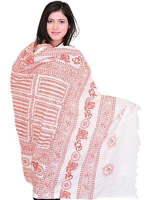 Hindu Prayer Shawl with Printed Sri Ram Jai Ram Jai Jai Ram Mantra